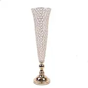 2 Metal 32" Trumpet Vases Acrylic Crystal Beads Table Centerpieces Party Events