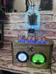 Nixie Clock IN-14 Retro Steampunk. 6303/-80 Tube With 16 RGB’s. Rgb Lit Ammeter!