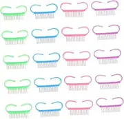 Ipetboom 20pcs Nail Cleaning Brush Double Sided Plastic Bristles for Nail Scrubbing Cuticle Cleaning Random Color Comfortable Grip Gentle Skin Random Color