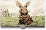 LKHDS Slim Aluminum Alloy Business Card Holder A Brown Rabbit Pocket Business Card Case Portable Business Card Wallet Business Card Holders Handheld Card Box for Women Men, style, One size