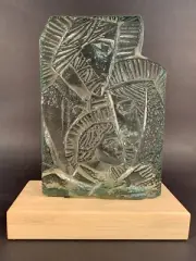 BLENKO - HOLY FAMILY TRINITY - Limited Edition Glass Plaque w Stand ~ Shepherd