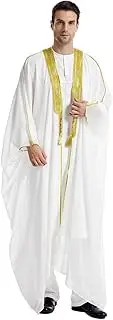 [Qianliniuinc] Thobe for Men Islamic Arabic Robe - Muslim Prayer Clothes Loose Abaya Clothing Casual Kaftan Long Sleeve