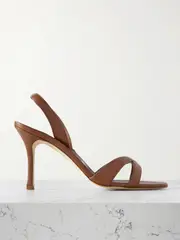 [Manolo Blahnik] Manolo Blahnik - Callasli 90 Leather Slingback Sandals - Tan - IT40 IT 40 Brown