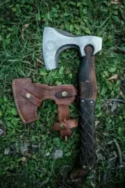 Custom handmade beautiful Hand-Forged Viking axe with leather sheath gift Item