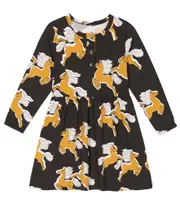 [Mini Rodini] Mini Rodini Printed cotton-blend dress Y 8/9 black