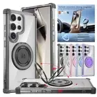 For Samsung Galaxy S24 S23 S22 Note20 Ultra Magsafe Case Shockproof Rotate Ring