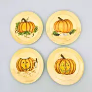 MWW How To Carve A Pumpkin Mini Plate Set 4 Halloween Decor Jack-O-Lantern 4.5"