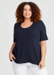 [Taking Shape] Taking Shape Natural Essential Top Size 16 in Dark Indigo, Viscose - Plus Size Women's Tops & T Shirts Dark Indigo