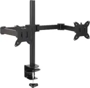 Basics Adjustable Dual Computer Monitor Arm Mount, Holds up to 32" Monitors, Bla