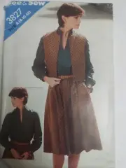 Vest Dress Butterick See & Sew 8 10 12 Sewing 3827 Pattern VTG 80's UC FF Knee