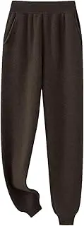 [Generic] Women Middle Waist Pants Wool Thick Warm Casual Trousers Soft Pencil Knitwear Pants