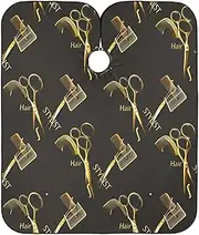 RPLIFE Elegant Gold Scissors Black Barbers Cape Professional Haircutting Cape, 64.9 x 55.1 Inches Salon Styling Capes, Elegant Gold Scissors Black