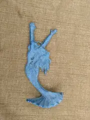 Cast Iron MERMAID Towel Hook Hat Nautical Swimming Diving Blue Shabby rustic