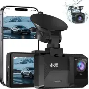 Dash Cam Front and Rear Built-in 5GHz WiFi, 4K+1080P Dual Camera Black