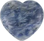 uxcell Natural Heart Shaped Crystal Stone, 1.2 Inch Mini Polished Love Gemstone Crystal, Pocket Rock Engraved Worry Stones for Women Gifts Meditation, Blue White
