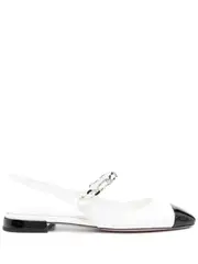[Miu Miu] pearl-detail leather ballerina shoes 37 White