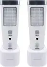 2Pc Motion Sensor Wall Night Light W/ Emergency Flashlight, Rechargeable, White