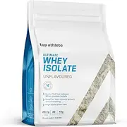 Top Athlete Ultimate Whey Isolate Unflavoured Protein Powder, Raw, 1KG, 29.7g Protein Per Serve,100% grass fed Whey Isolate Protein, Blended with natural flavours and organic sweetener, NO NASTIES | GLUTEN FREE | ADDITIVE FREE | GUM FREE | FILLERS FREE