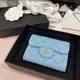 [二手] Chanel 23A 寶寶藍 水藍色雙層卡包 零錢包