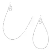 10 Silver Plated Teardrop Earring Beading Hoops Loop 40mm Add a Bead Findings