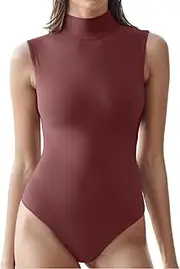 [Ｗoowayo] Womens Fringe Trim Sleeveless Bodysuit Sexy Cami Halter Neck Body Suit Bodycon Tops Pink M