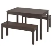 EKEDALEN / EKEDALEN table and 2 benches, dark brown/dark brown, 120/180 cm