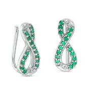 Lab-Created Emerald Infinity Crawler Earrings in Sterling Silver