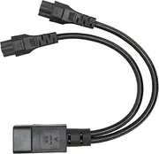 Splitter Power Plug Cord, IEC320 C14 Male to Dual IEC320 C5 Female, 10A, 32cm 12.6in Length, Suitable for Laptop Power Adapters, Desk Lamps, Speakers