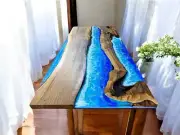 36"x72" Ocean Wave Epoxy Resin River Beach Console Table Top Hallway Furniture