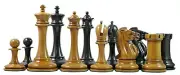B & Co. Reproduction Distressed Antiqued Staunton 4.4" Ebony Chessmen