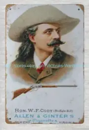 1887 Buffalo Bill Cody Allen & Ginter's wild west metal tin sign office design