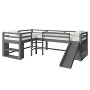 Coreen Solid Pine Storage Loft Bed with Slide