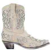 Corral Boots Glitter Rhinestone Snip Toe Cowboy Womens Off White Casual Boots A