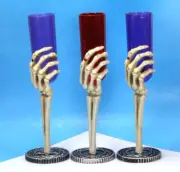 3 Halloween Skeletal Fluted Stemware Plastic Glasses.