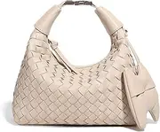 [KOHOJO] Small Woven Bag for Women, Vegan Leather Tote Crossbody Bag Girls Purse and Handbag Retro Handmade Shoulder Bag Clutch