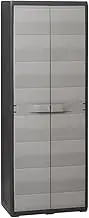 Garden Storage Cabinet with 3 Shelves Black and Grey,Premium Storage Cabinet with Adjustable Shelves for Outdoor and Home Organization Living Room Furniture
