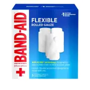 Band-Aid Flexible Rolled Gauze , 5 Rolls (3 Inch)