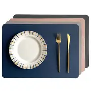Set of 4 PU Leather Placemats for Dining Table Double-Sided Kitchen Table Mats
