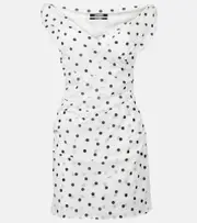 [Jacquemus] Jacquemus Rita draped polka-dot minidress UK 14 white