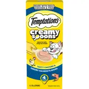 Temptations Creamy Spoon Cat Treats Tasty Chicken & Savory Salmon 4 x 10g