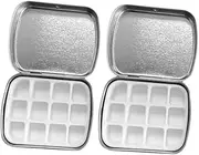 IWOWHERO 2 Sets Pour Pie Tin Mini DIY Nail Polish Case Press Manicure Balm Stackable Rack Tins Red White Wicker Basket Gel Polish Storage Containers Wipes Nail Polish Holder Kit Silver Iron