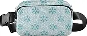 [GuoChe] Fashion Waist Pack Crossbody Bag Men Women Merry Christmas Snowflakes Light Blue Multipurpose Zipper Fanny Pack Sling Bag with Adjustable Strap for Shopping Sports Work, Merry Christmas49, 8" x 5.3" x