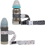 Sippy Cup Straps for Baby Bottle Toy Leash 2 Pack for Stroller High Chair Strap (Monochrome/Rainbows)