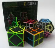 5 PCS Magic Cube Set 2x2 3x3x3 Skewb Megaminx Pyraminx Carbon fibre Sticker Toys