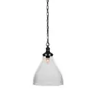 Toltec Juno Chain Hung Pendant, Black, 11.5" Clear Bubble Glass - 99-MB-4720