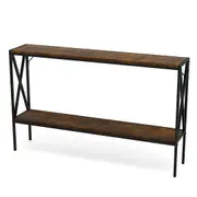 Giantex 2-Tier Console Table Industrial Hallway Table Entryway Display Table Brown