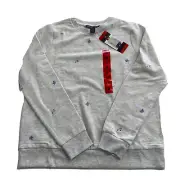 Gloria Vanderbilt embroidered Gray Heather Womens Floral Sweatshirt NEW Medium M