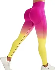 [Generic] Womens Yoga Pants Tummy Control Running Casual Lounge Legging Trousers with Pockets, Yellow, Medium