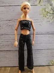 Barbie Fashionista Made to Move Barbie Regular & Petite Sequin black top Pants