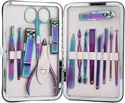 Nail Tool Set, 15Pcs Portable Nail Clippers Professional Pedicure Tools Set Stainless Steel Manicure Set Manicure Scissors Grooming Tool Kit